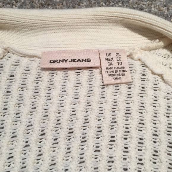 DKNY Jeans cream sweater with great details - Picture 3 of 8